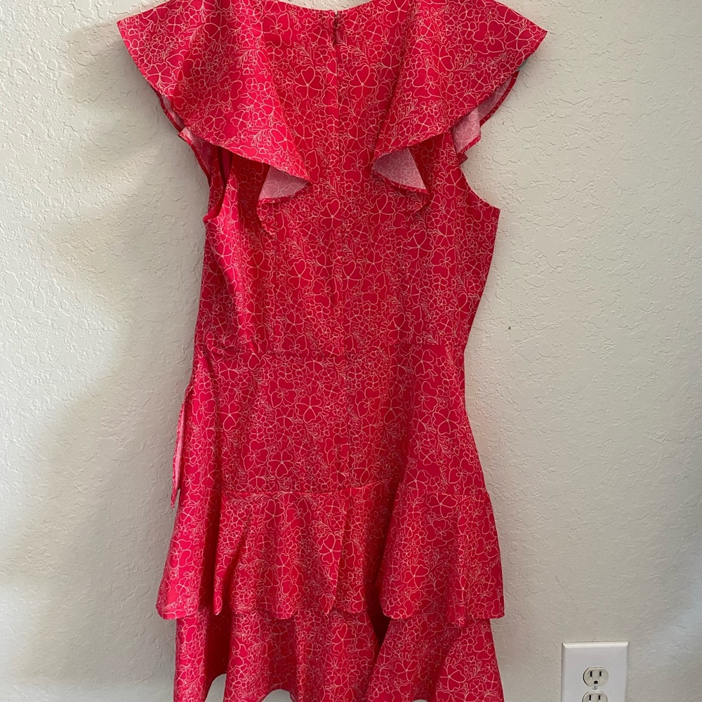 Parker 🌺 Pink Hydrangea Floral Ruffles Mini Dress - Picture 8 of 11